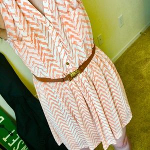 Cute orange dress with brown belt